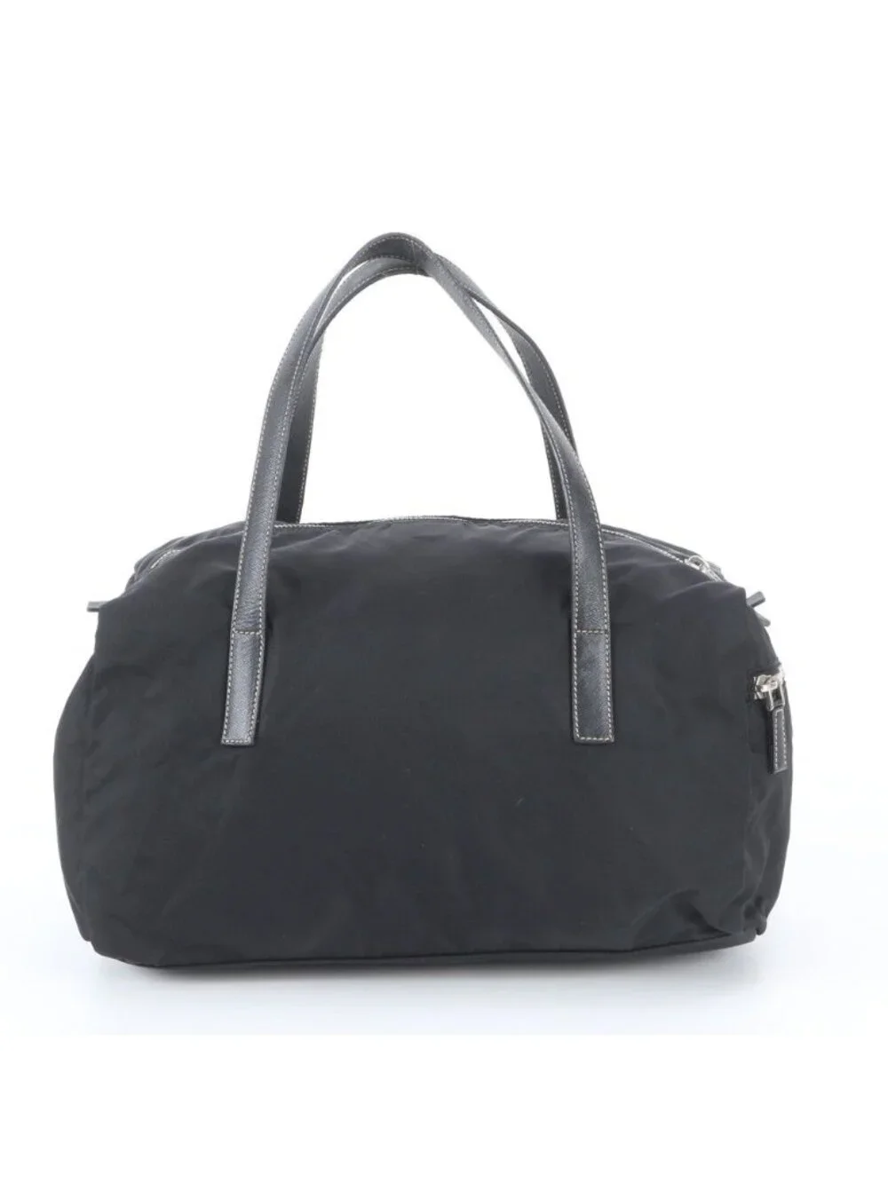 Prada Tessuto Nylon Saffiano Leather Tote Shoulder Hand Bag